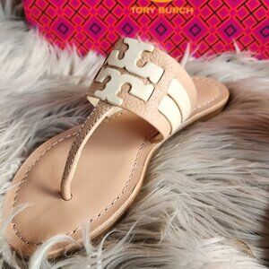 🧡 Tory Burch Sandals size 5 Leigh sandals tumble light cream🧡